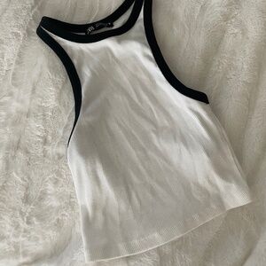 White Tank Top with Black Accents